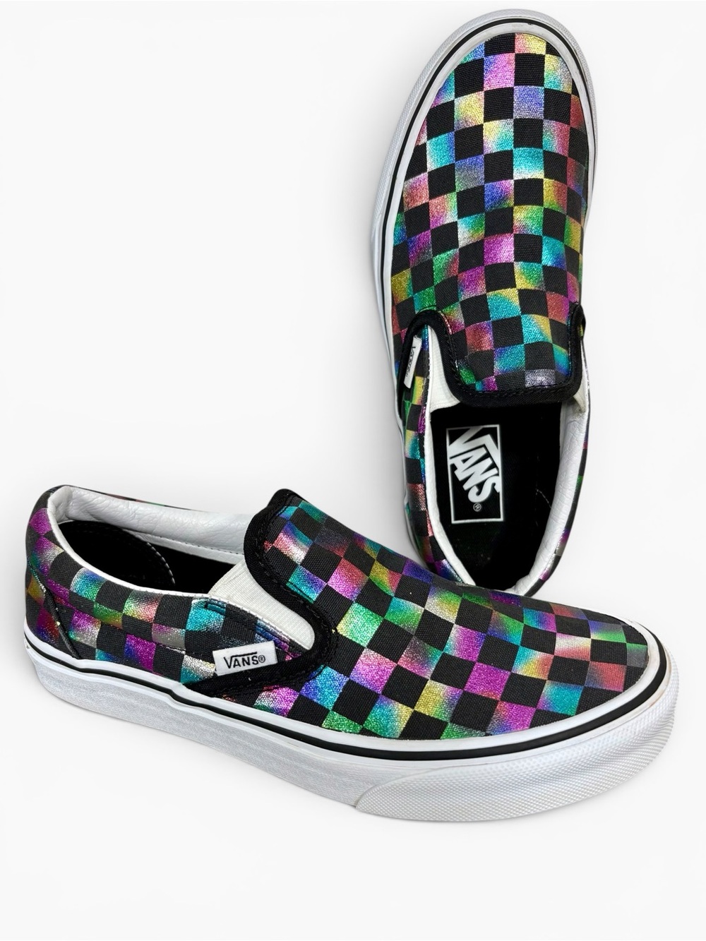 Vans Checkered Metallic Multicolor Slip On- woman’s 7, men’s 5.5